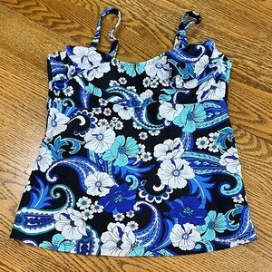 Floral Paisley Blue Tankini Top - Women